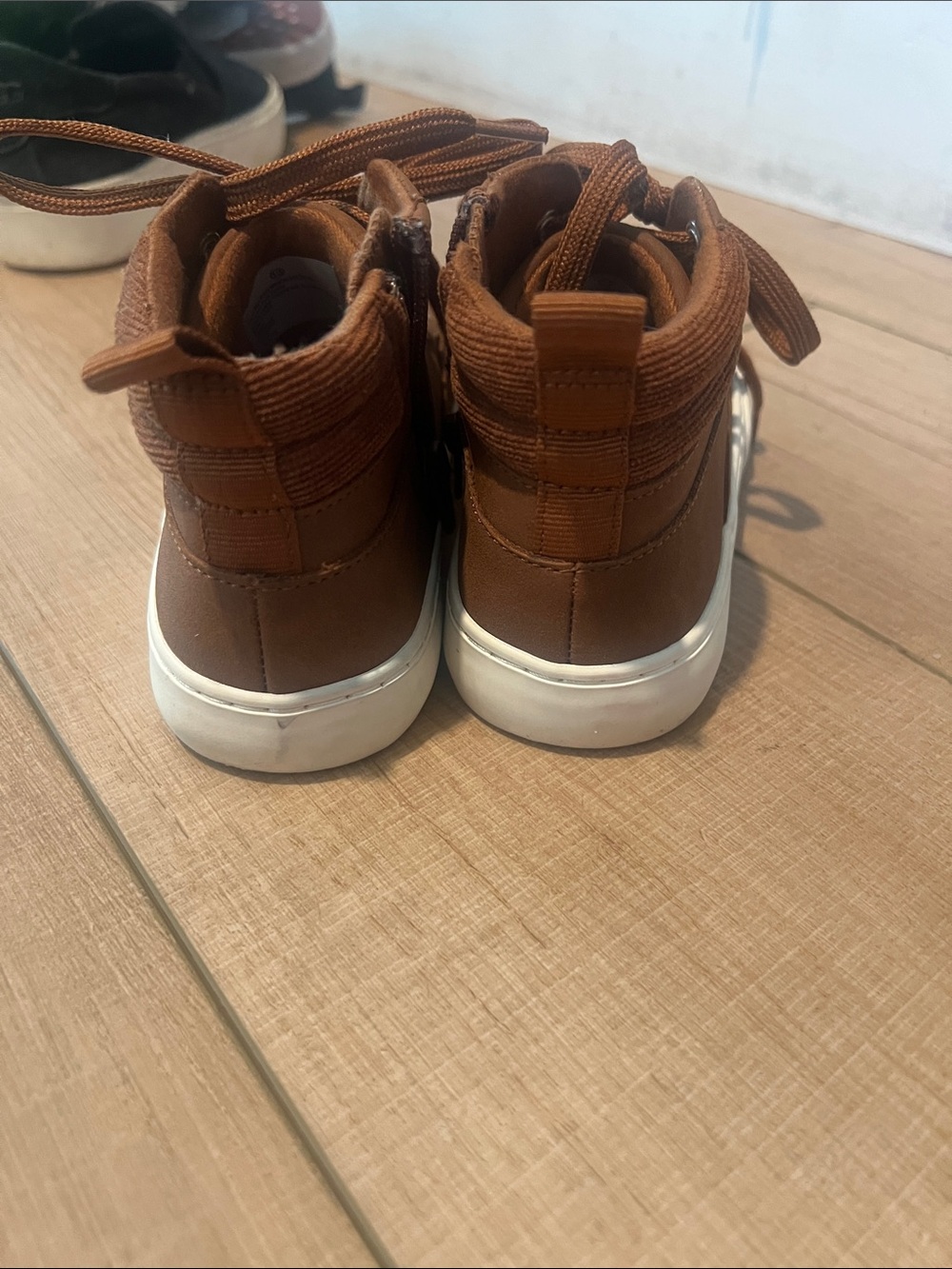Kids Brown High-Top Sneakers - Casual Comfort - Picture 3 of 3